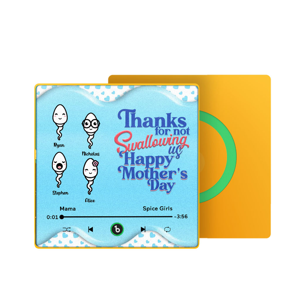 Thanks for not Swallowing Me Personalized Music Fridge Magnet, Funny Mother's Day Gift for Mom, Gift for her - auphotoblanket