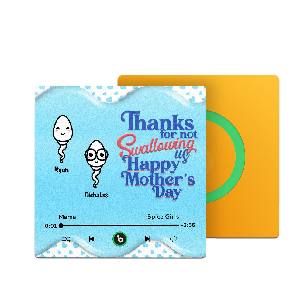 Thanks for not Swallowing Me Personalized Music Fridge Magnet, Funny Mother's Day Gift for Mom, Gift for her - auphotoblanket