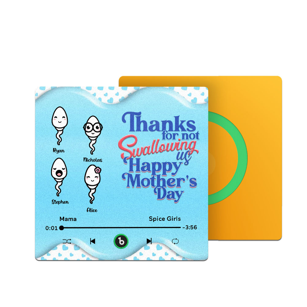 Thanks for not Swallowing Me Personalized Music Fridge Magnet, Funny Mother's Day Gift for Mom, Gift for her - auphotoblanket