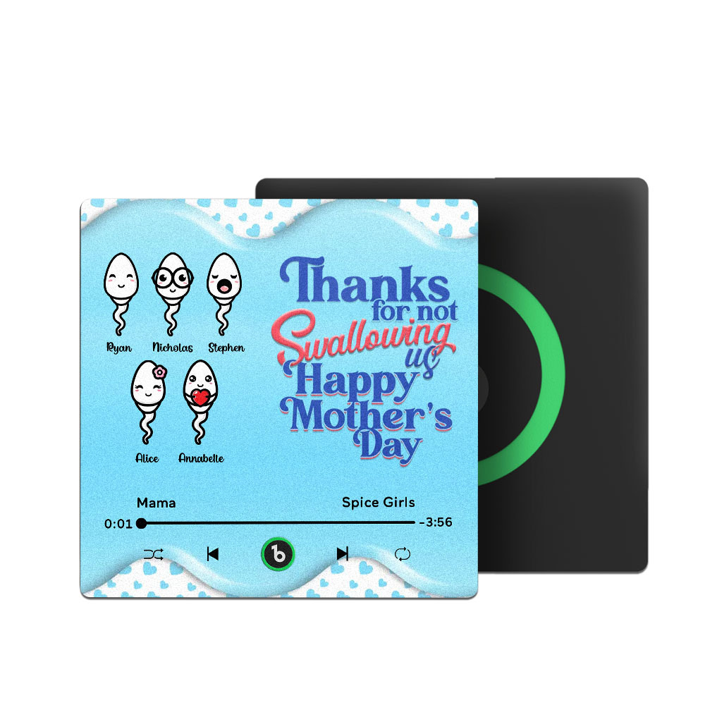 Thanks for not Swallowing Me Personalized Music Fridge Magnet, Funny Mother's Day Gift for Mom, Gift for her - auphotoblanket