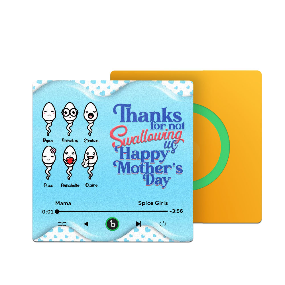 Thanks for not Swallowing Me Personalized Music Fridge Magnet, Funny Mother's Day Gift for Mom, Gift for her - auphotoblanket