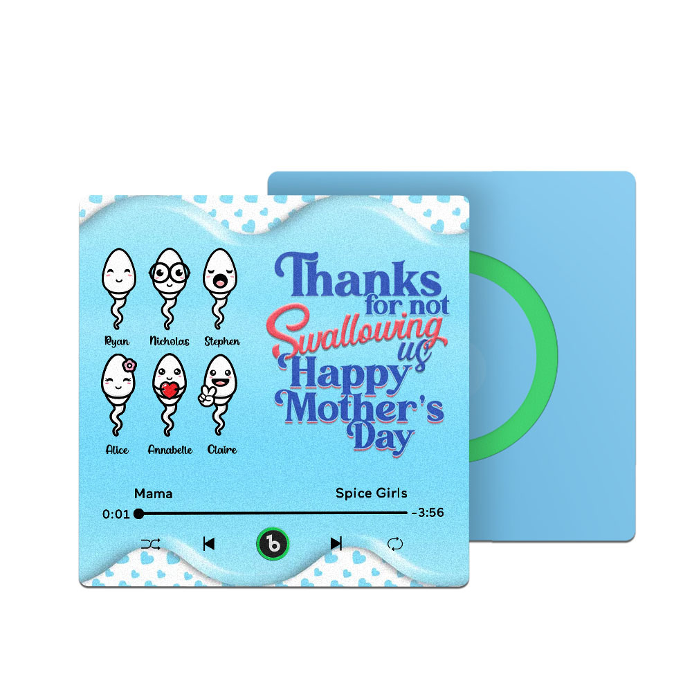 Thanks for not Swallowing Me Personalized Music Fridge Magnet, Funny Mother's Day Gift for Mom, Gift for her - auphotoblanket
