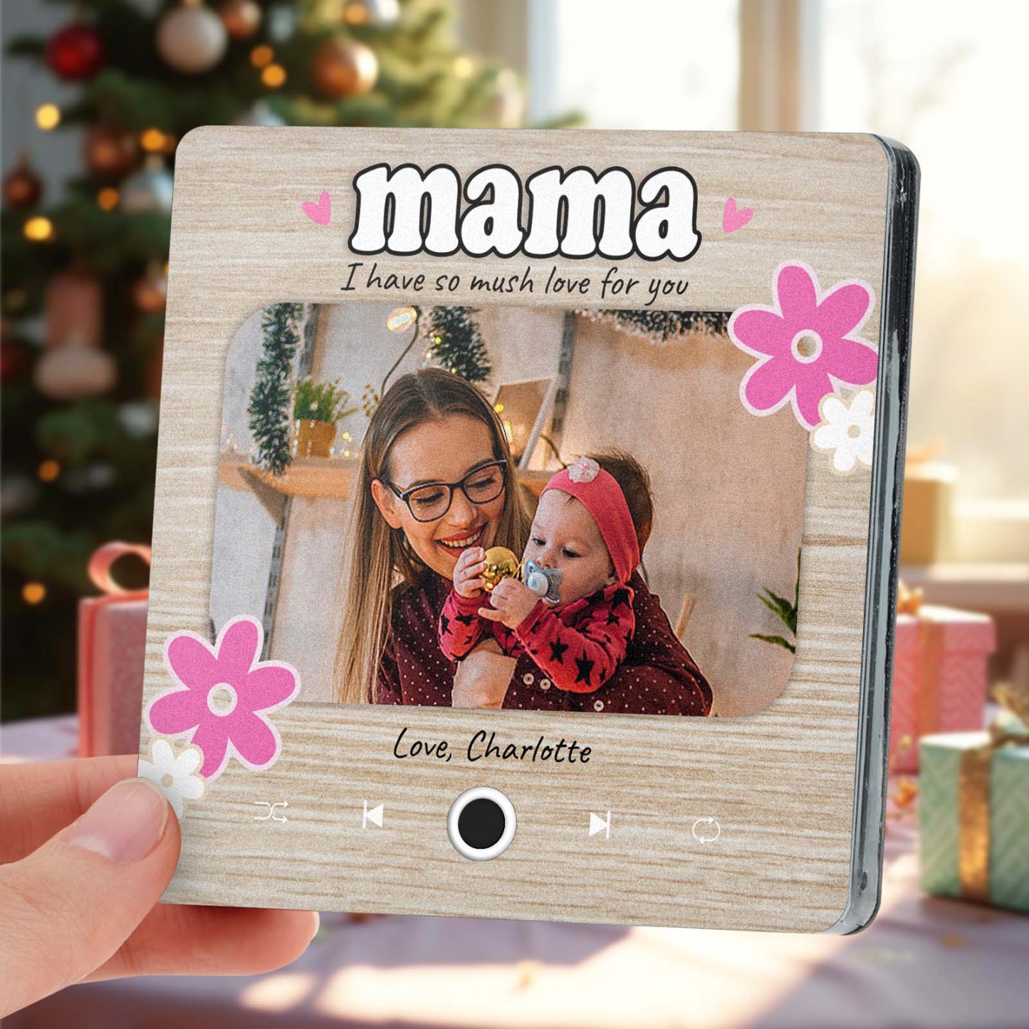 Personalized Christmas Gift for Mom Music Fridge Magnet Custom Music Magnets Can Play Songs Family Gifts - auphotoblanket