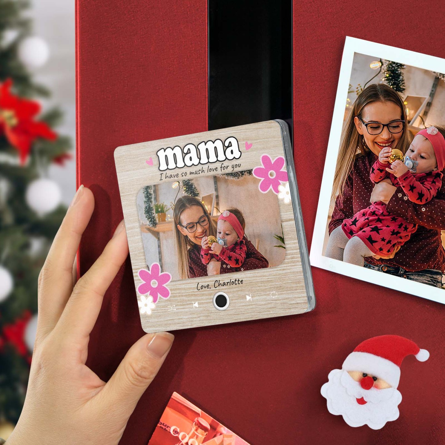 Personalized Christmas Gift for Mom Music Fridge Magnet Custom Music Magnets Can Play Songs Family Gifts - auphotoblanket