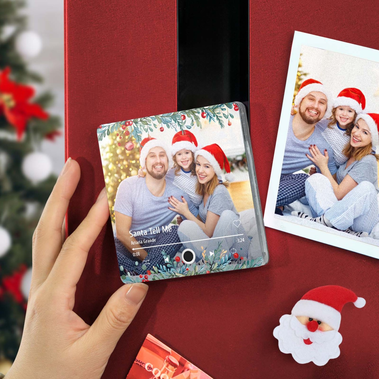 Music Fridge Magnet Personalized Christmas Family Photo Music Magnets Can Play Songs Christmas Gifts - auphotoblanket