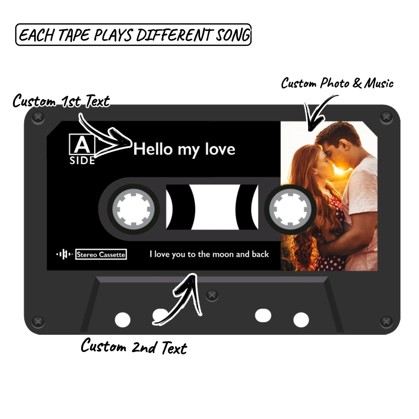 Music MixTape Fridge Magnet Cassette-Shaped with Preview Before Buy| Auto-Play 1-9 Song Acrylic Decor MixTape No Phone Needed Gift for Couples - auphotoblanket