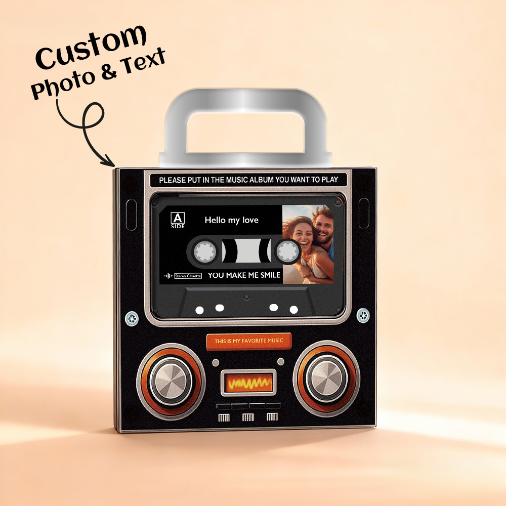 Music MixTape Fridge Magnet Cassette-Shaped with Preview Before Buy| Auto-Play 1-9 Song Acrylic Decor MixTape No Phone Needed Gift for Couples - auphotoblanket