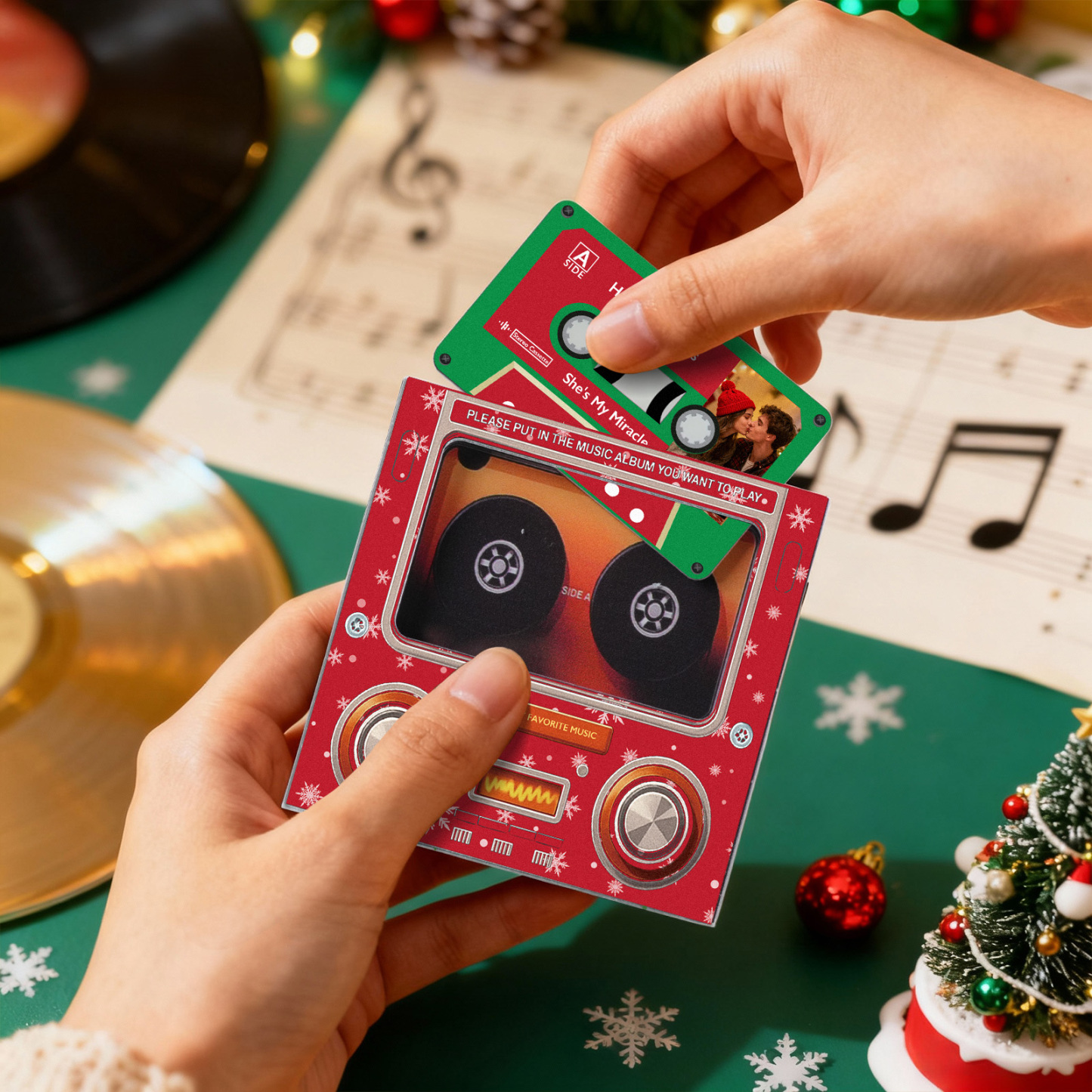 Music MixTape Fridge Magnet Cassette-Shaped with Preview Before Buy| Auto-Play 1-9 Song Acrylic Decor MixTape No Phone Needed Gift for Couples - auphotoblanket