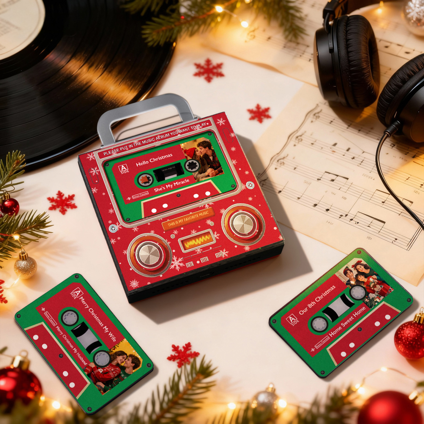 Music MixTape Fridge Magnet Cassette-Shaped with Preview Before Buy| Auto-Play 1-9 Song Acrylic Decor MixTape No Phone Needed Gift for Couples - auphotoblanket