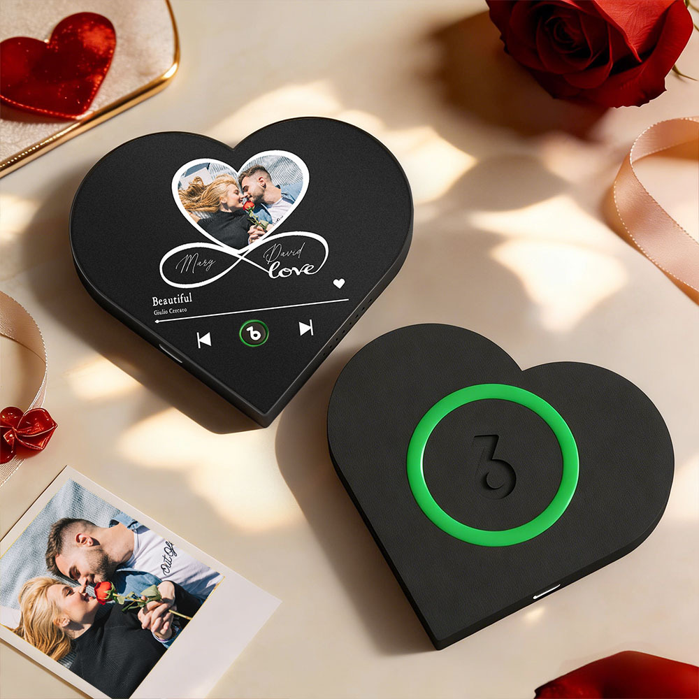 Custom Heart-Shaped Music Photo Fridge Magnet Romantic Gift for Couples Valentine's Day Gifts - auphotoblanket