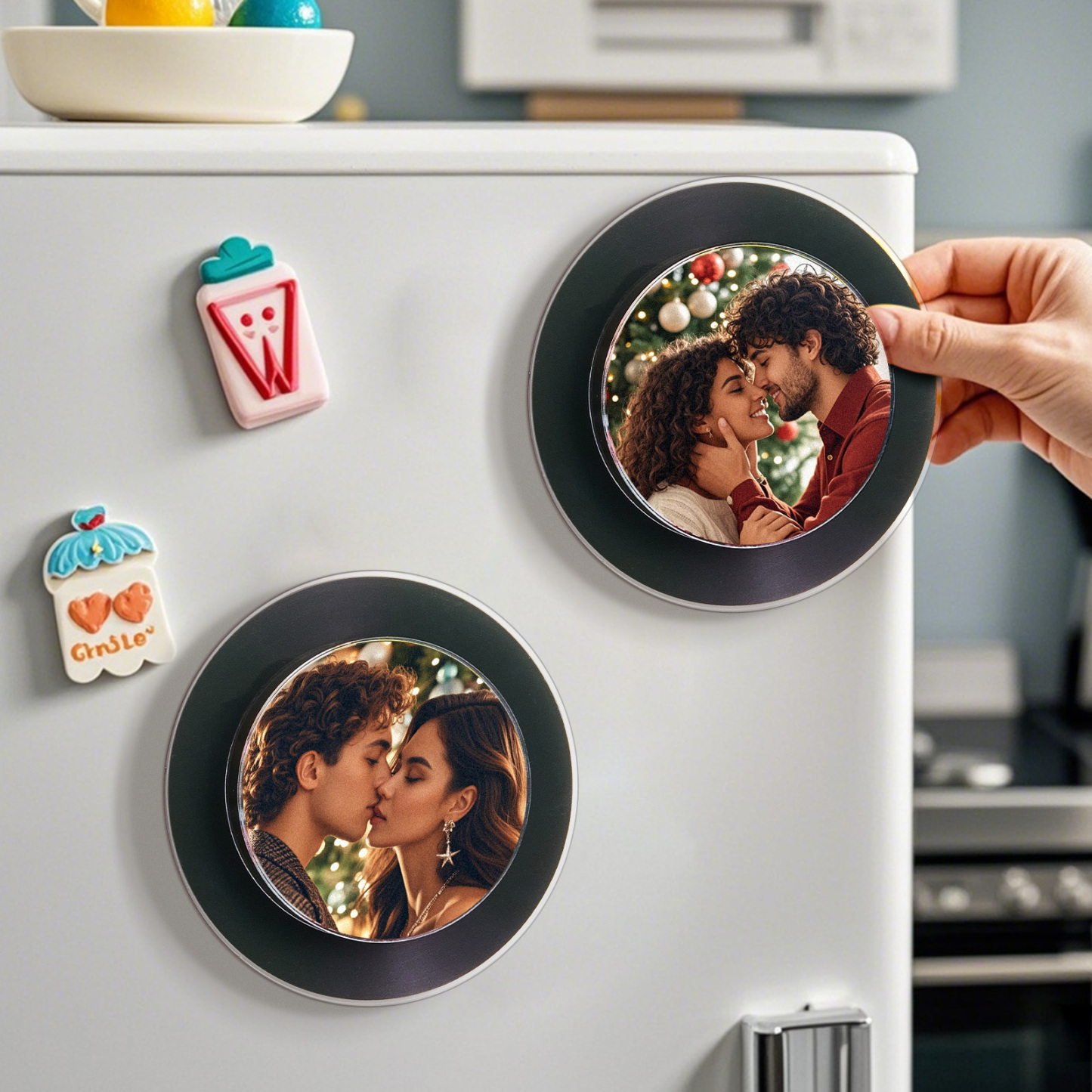 Custom Rotating Double Layer Acrylic Nfc Fridge Magnets With  Photos And Songs Magnetic Fridge Magnets - auphotoblanket
