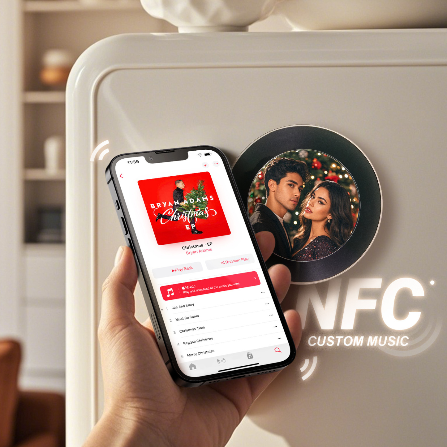 Custom Rotating Double Layer Acrylic Nfc Fridge Magnets With  Photos And Songs Magnetic Fridge Magnets - auphotoblanket