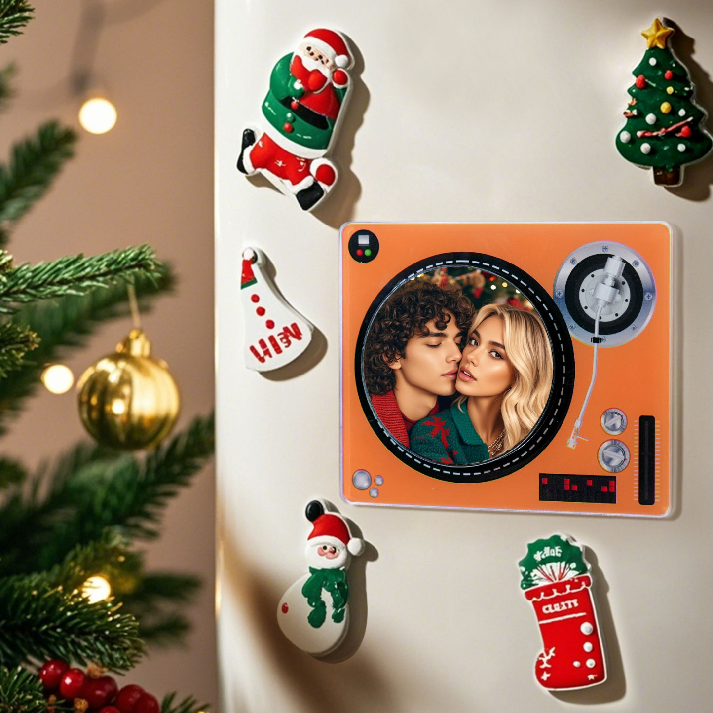 Custom Rotating Double Layer Acrylic Nfc Fridge Magnets With  Photos And Songs Magnetic Fridge Magnets - auphotoblanket