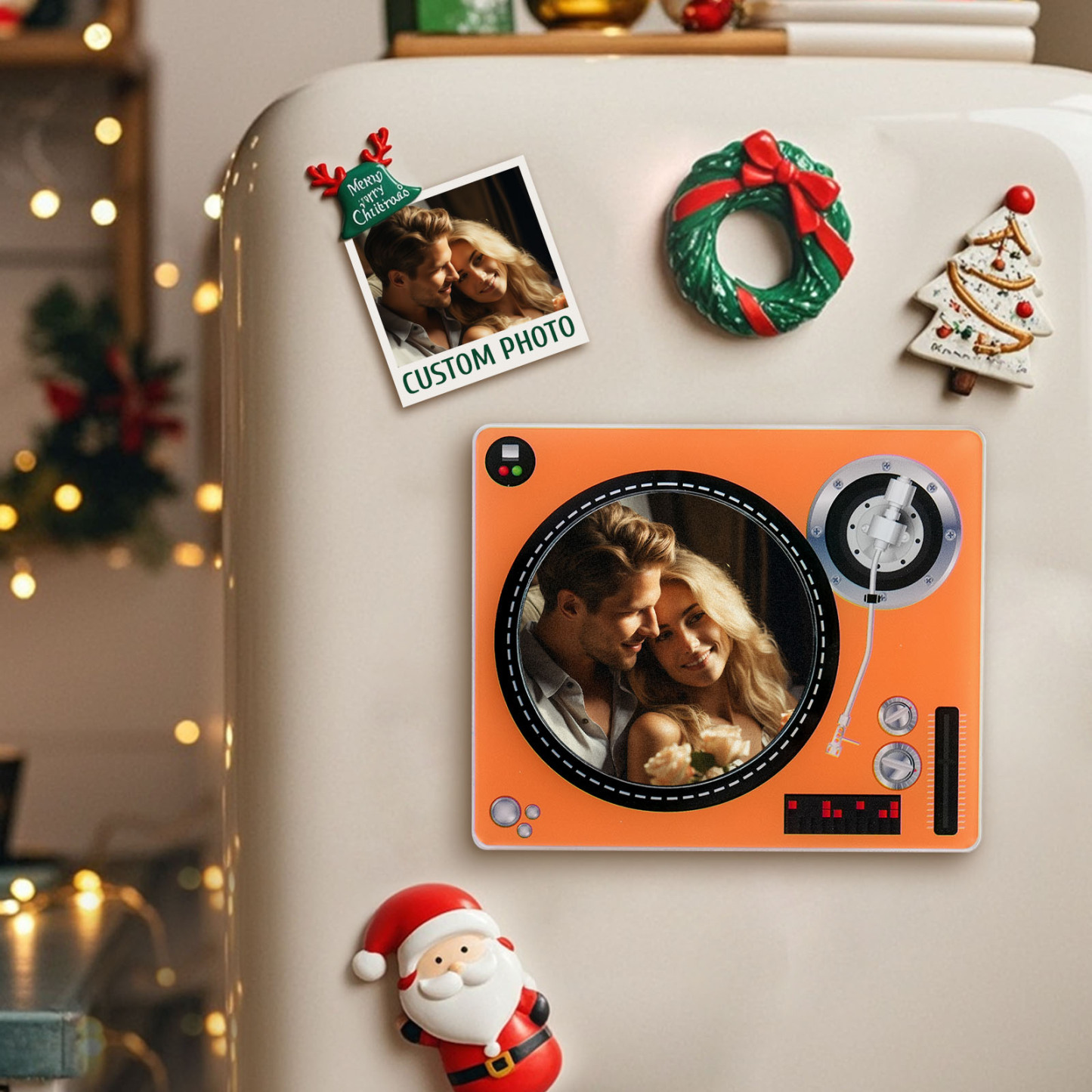 Custom Rotating Double Layer Acrylic Nfc Fridge Magnets With  Photos And Songs Magnetic Fridge Magnets - auphotoblanket