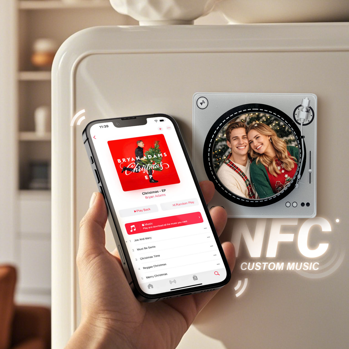 Custom Rotating Double Layer Acrylic Nfc Fridge Magnets With  Photos And Songs Magnetic Fridge Magnets - auphotoblanket