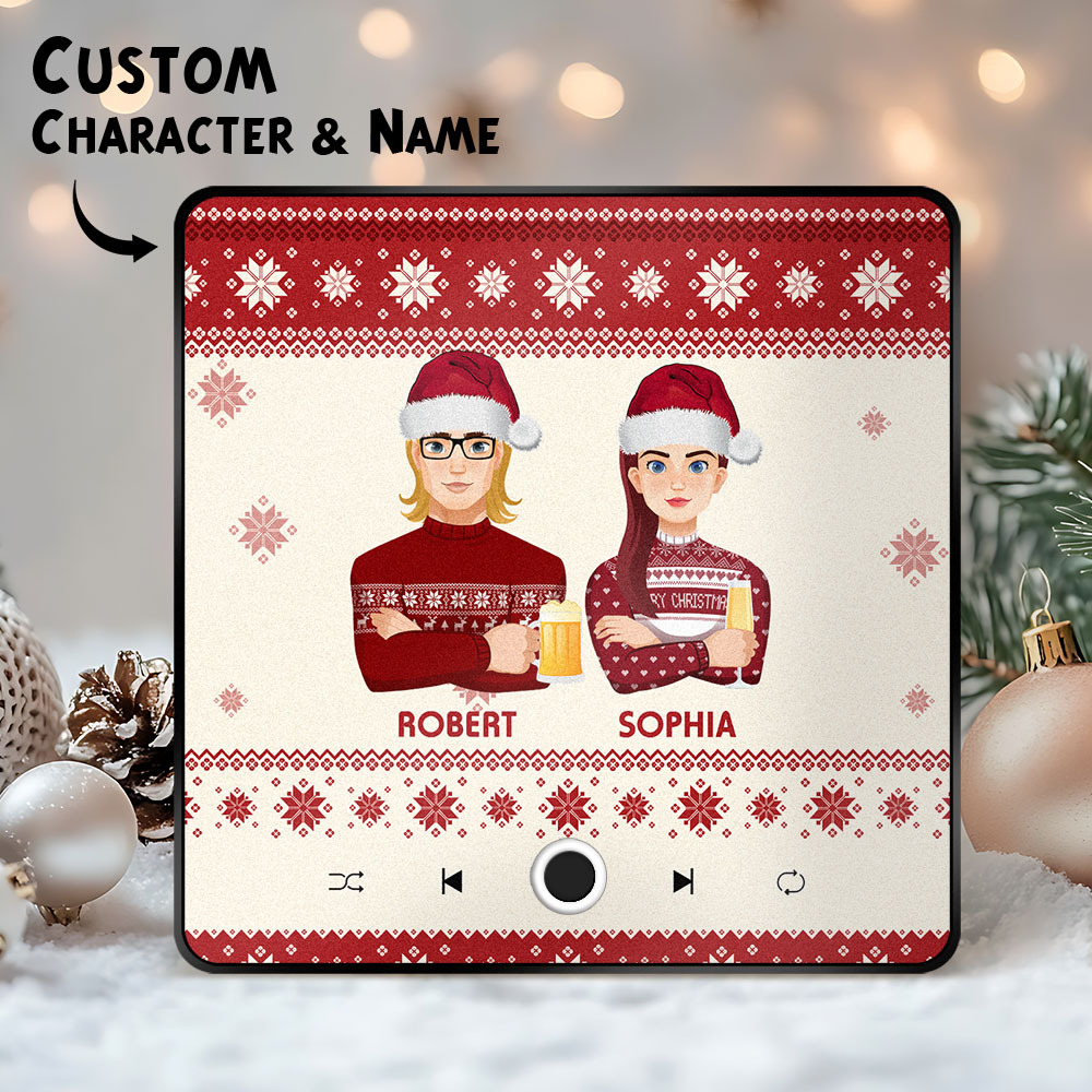 Custom Christmas Portrait Personalized Music Fridge Magnet Merry Christmas Magnets Can Play Songs Christmas Gift Family Gifts - auphotoblanket