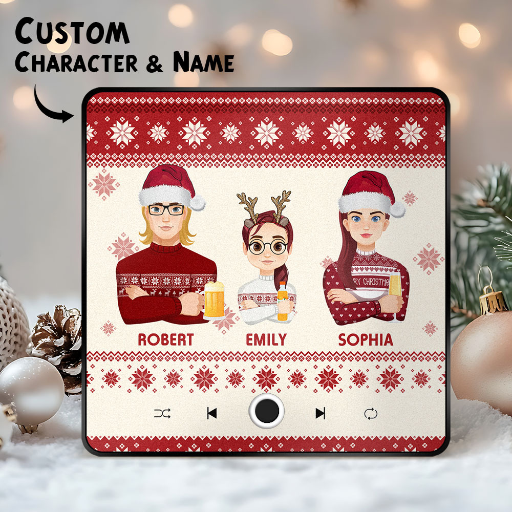Custom Christmas Portrait Personalized Music Fridge Magnet Merry Christmas Magnets Can Play Songs Christmas Gift Family Gifts - auphotoblanket