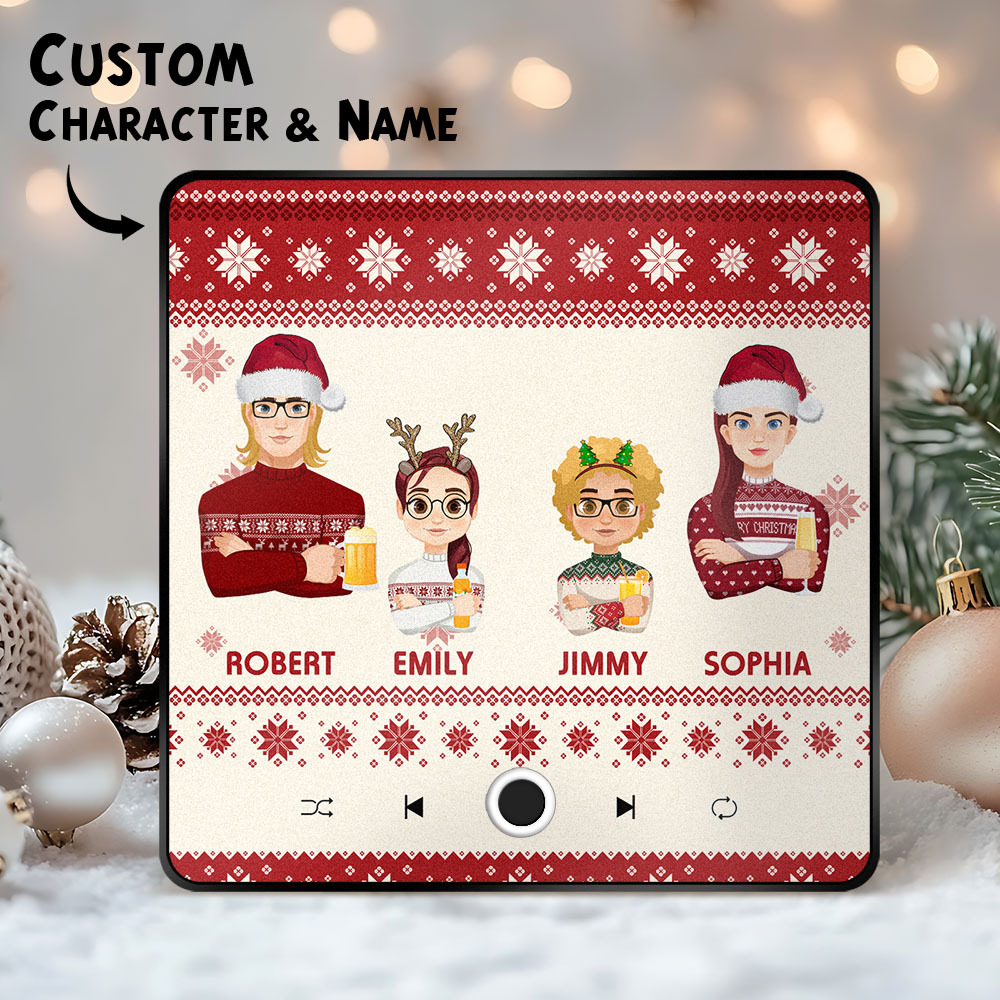 Custom Christmas Portrait Personalized Music Fridge Magnet Merry Christmas Magnets Can Play Songs Christmas Gift Family Gifts - auphotoblanket