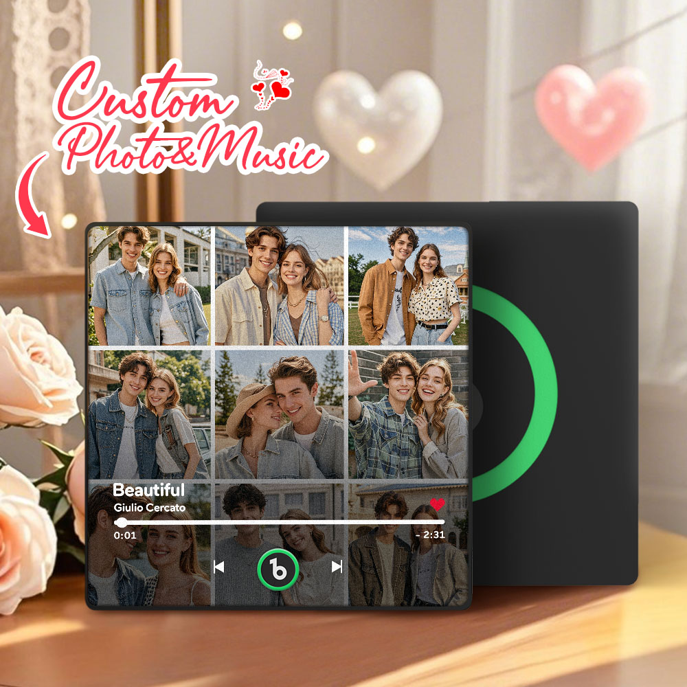 Upgrade Custom Music & Photo Fridge Magnet Colorful Album Fridge Magnet 9 Photos Supports Bluetooth Connectivity Valentine's Day Gifts