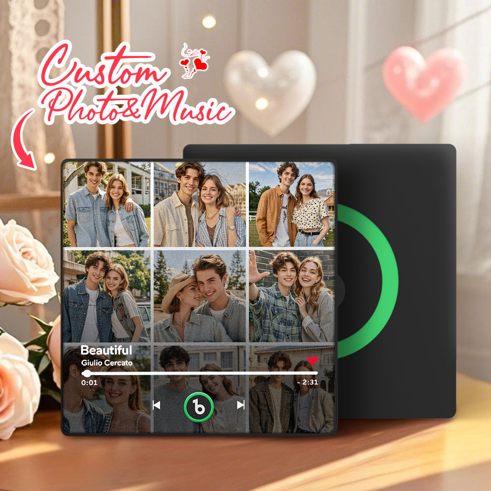 Upgrade Custom Music & Photo Fridge Magnet Colorful Album Fridge Magnet 9 Photos Supports Bluetooth Connectivity Valentine's Day Gifts