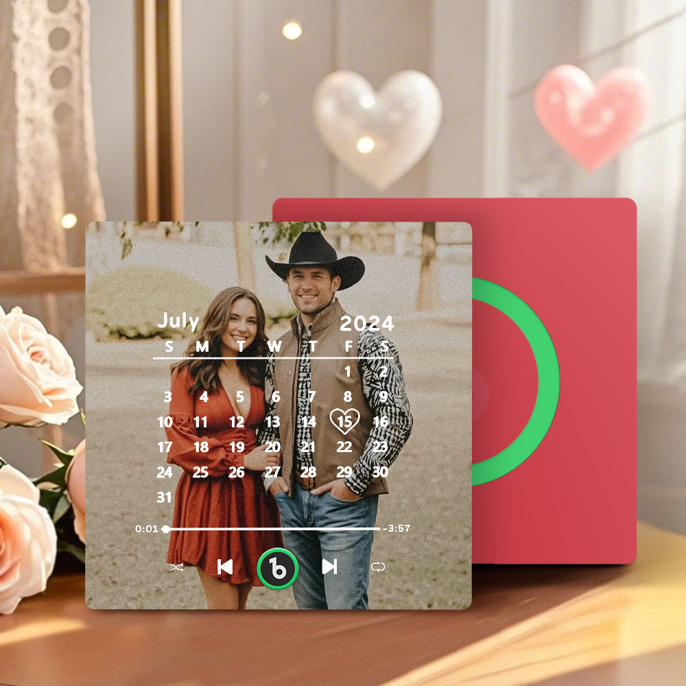 Custom Music Fridge Magnet with Colorful Frame Personalized Calendar Fridge Magnet with Photo Valentine's Day Gifts