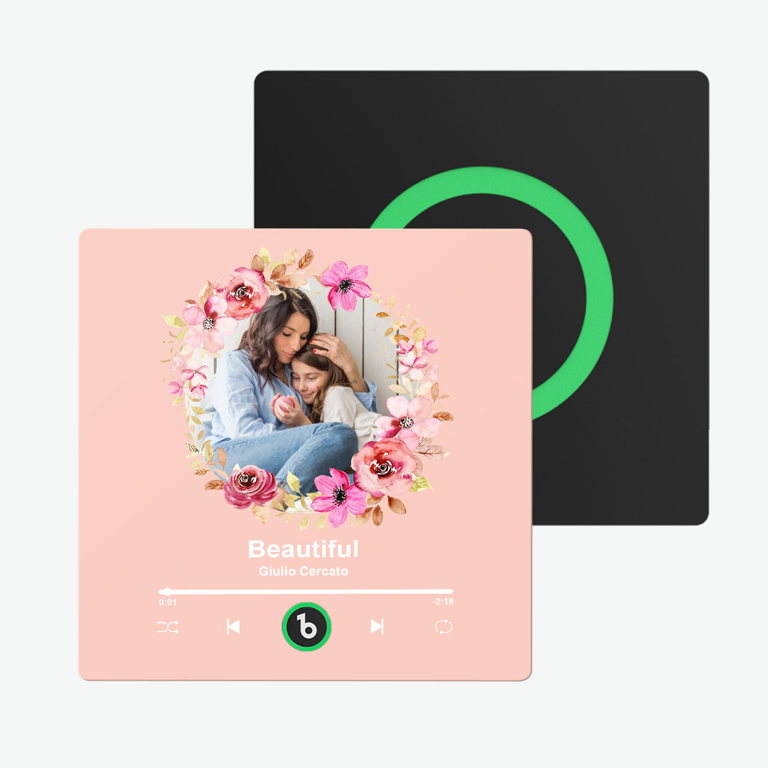 Custom Album Music Magnets for Refrigerator Personalized Memory Photo Magnets Can Play Song Pink Flowers Pictures Magnets Birthday Song Magnet for Mother Grandma - auphotoblanket