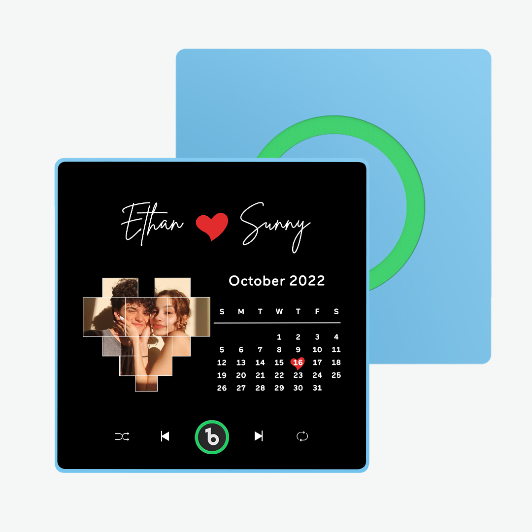 Custom Music Fridge Magnet with Colorful Frame Personalized Love Calendar Fridge Magnet with Photo Unique Gift for Couple - auphotoblanket