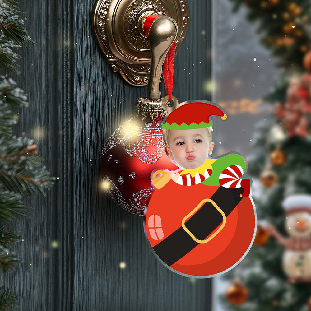 Personalized Cute Baby Elf Ornament with Baby Photo First Christmas Ornament - auphotoblanket