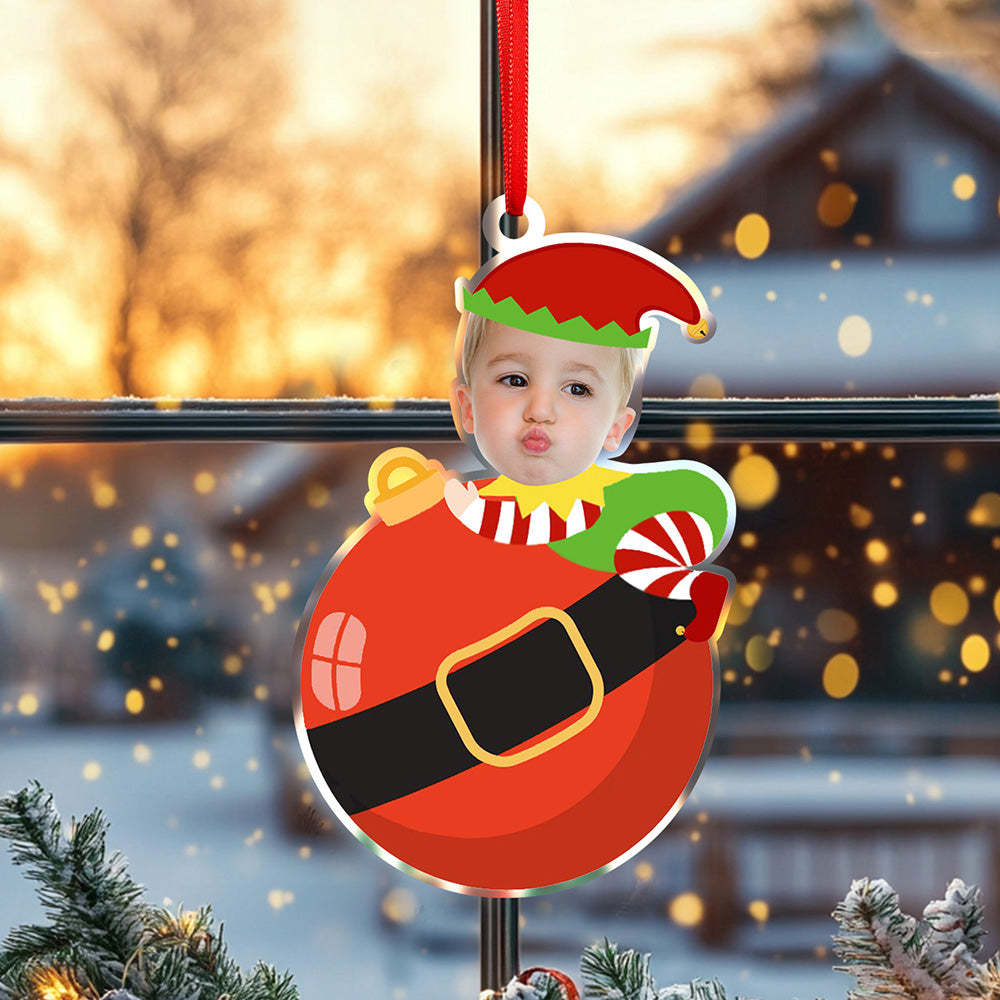 Personalized Cute Baby Elf Ornament with Baby Photo First Christmas Ornament - auphotoblanket