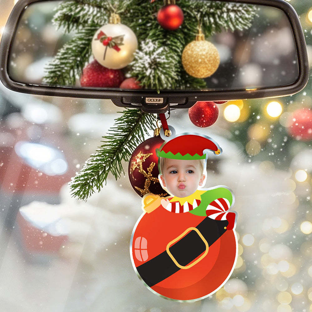 Personalized Cute Baby Elf Ornament with Baby Photo First Christmas Ornament - auphotoblanket