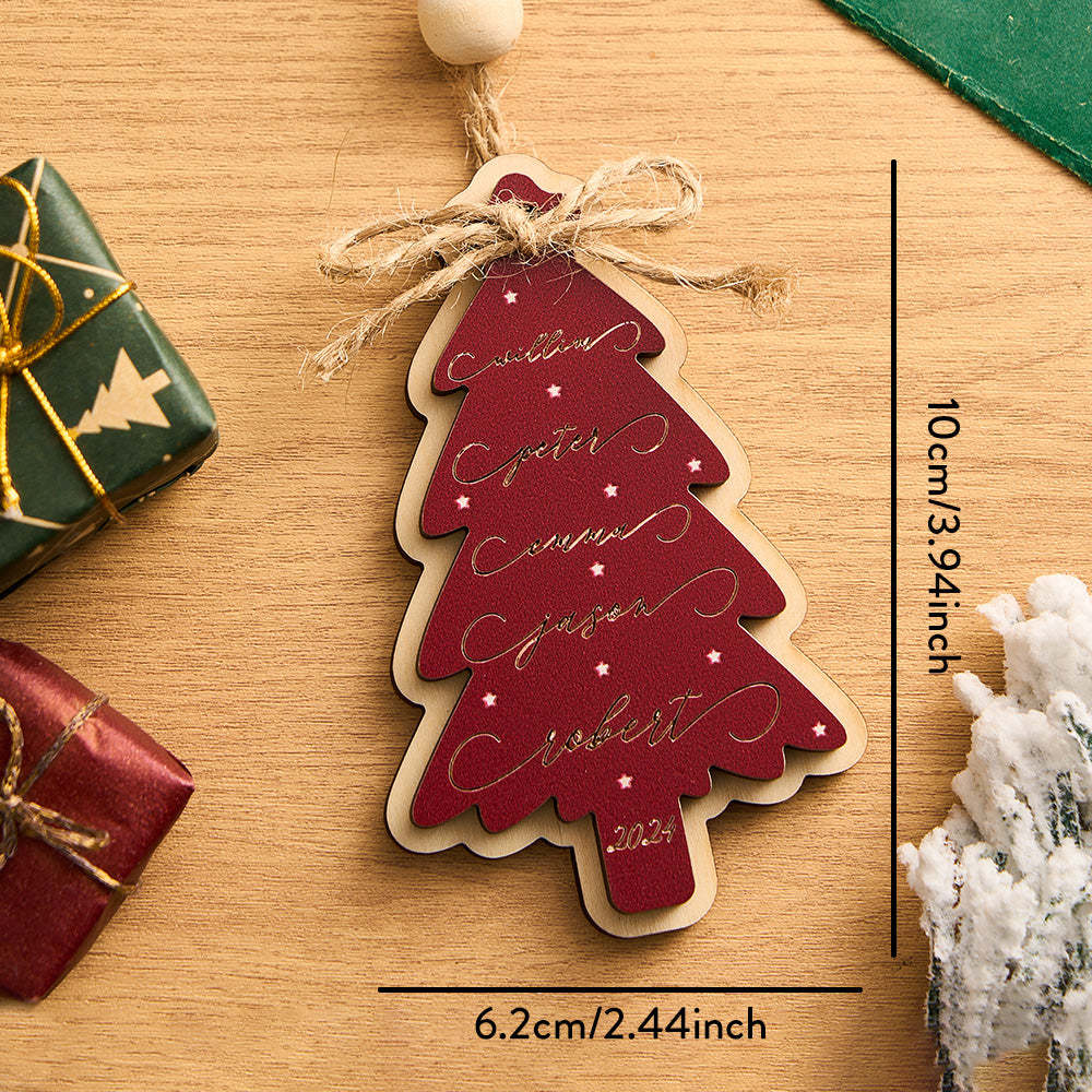 Personalized Family Christmas Ornament Christmas Tree with Family Names Ornament - auphotoblanket