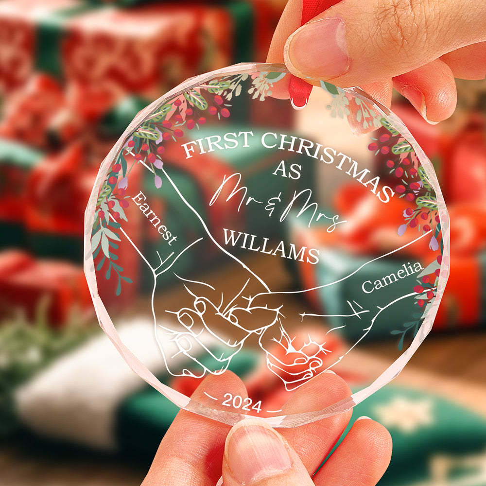 Personalized Holding Hands Ornament First Christmas Ornament Gift for Couple - auphotoblanket
