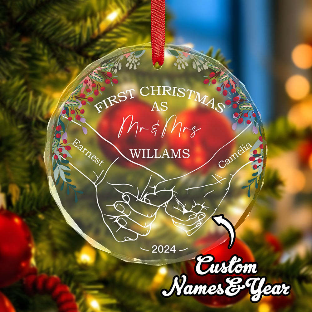 Personalized Holding Hands Ornament First Christmas Ornament Gift for Couple - auphotoblanket