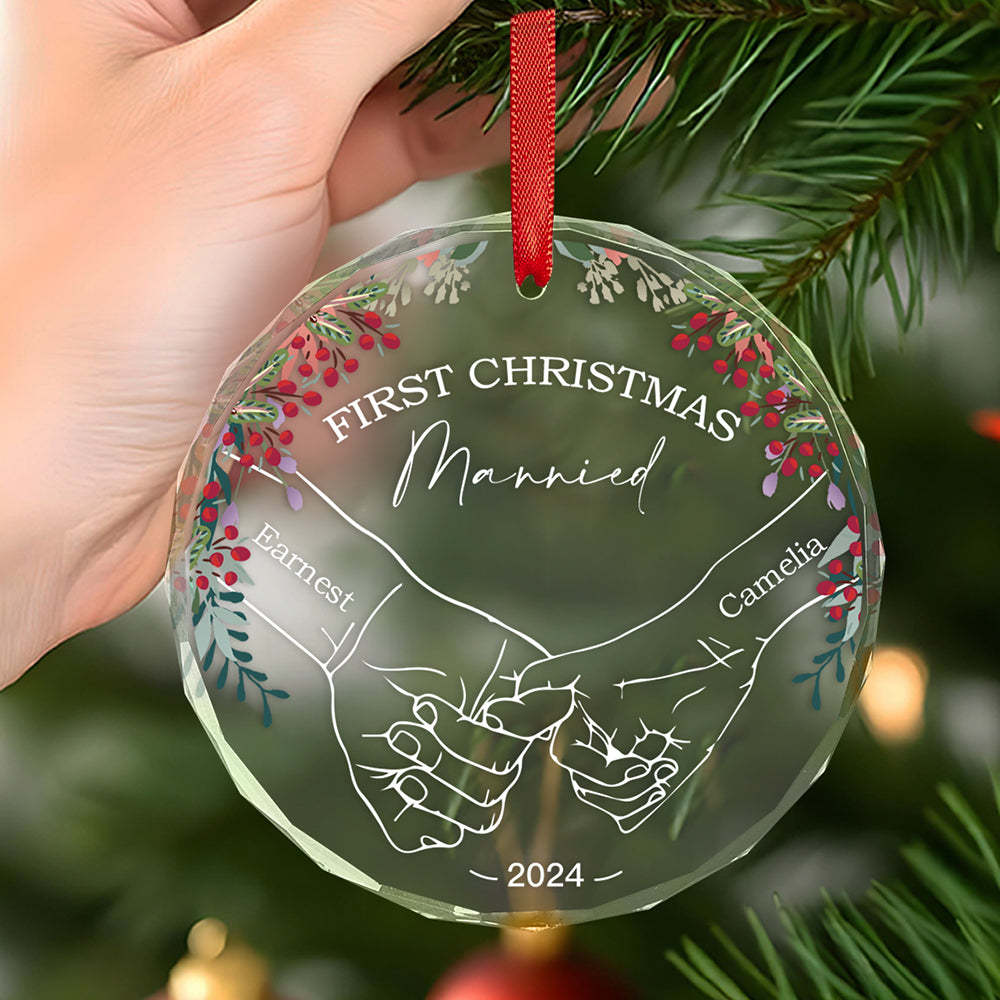 Personalized Holding Hands Ornament First Christmas Ornament Gift for Couple - auphotoblanket