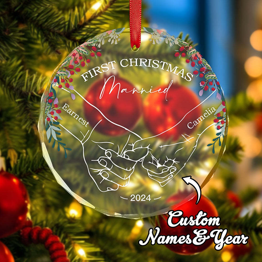 Personalized Holding Hands Ornament First Christmas Ornament Gift for Couple - auphotoblanket