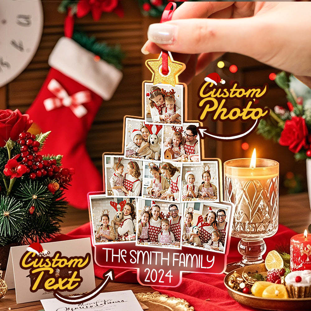 Personalized Photo Christmas Tree Ornament Custom Ornament Christmas Gift for Family - auphotoblanket
