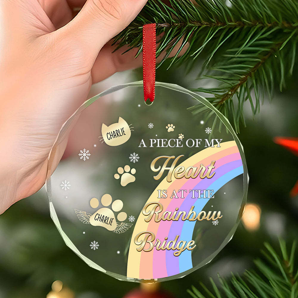 Personalized Memorial Ornament A Piece Of My Heart Is At The Rainbow Bridge Sympathy Gift for Pet Lovers - auphotoblanket