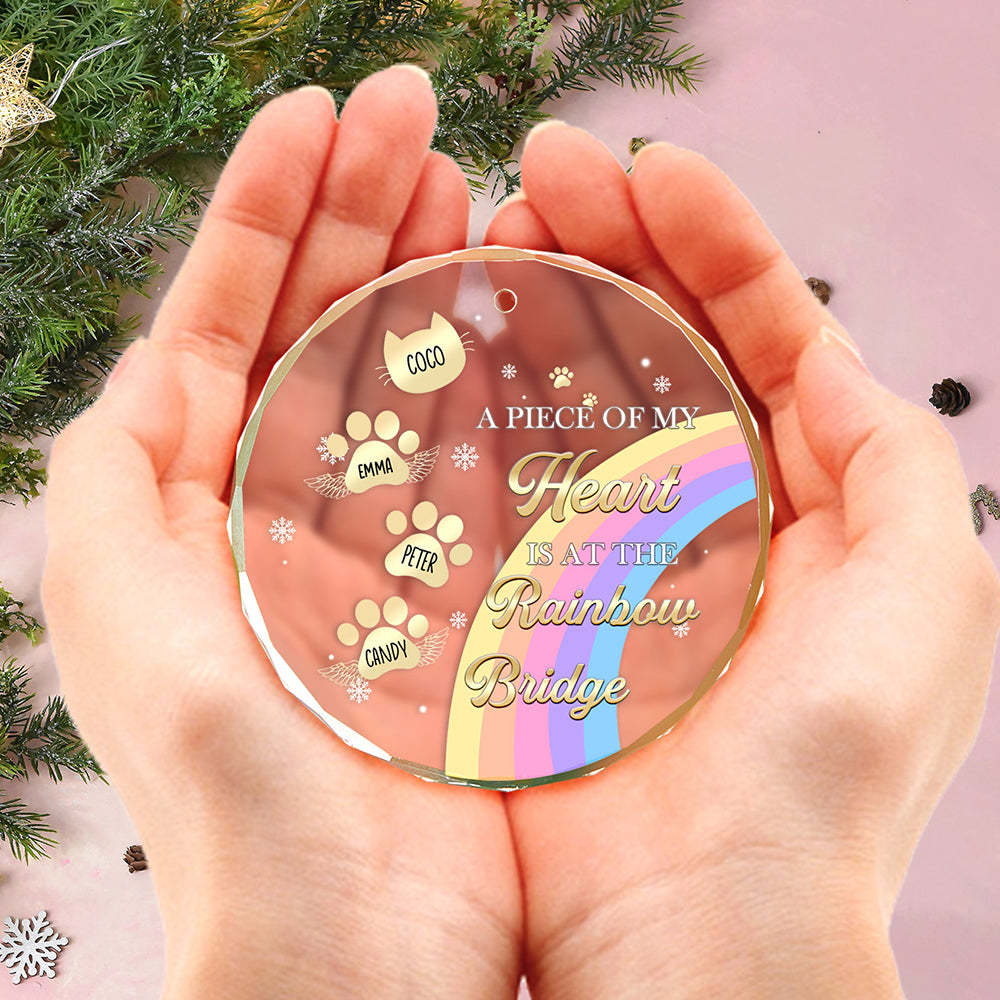 Personalized Memorial Ornament A Piece Of My Heart Is At The Rainbow Bridge Sympathy Gift for Pet Lovers - auphotoblanket