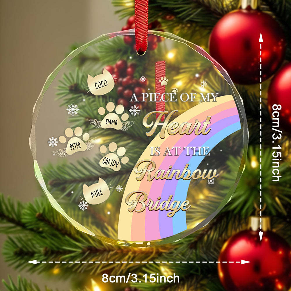 Personalized Memorial Ornament A Piece Of My Heart Is At The Rainbow Bridge Sympathy Gift for Pet Lovers - auphotoblanket
