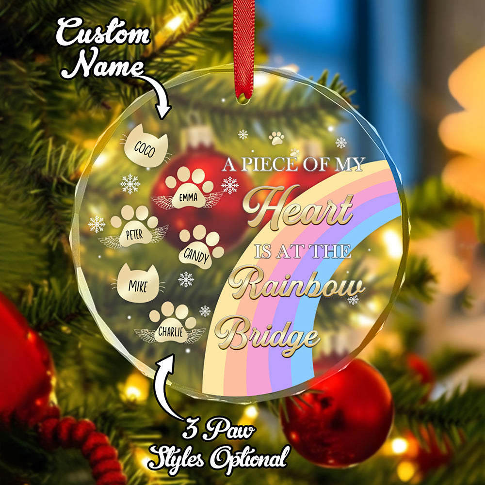 Personalized Memorial Ornament A Piece Of My Heart Is At The Rainbow Bridge Sympathy Gift for Pet Lovers - auphotoblanket