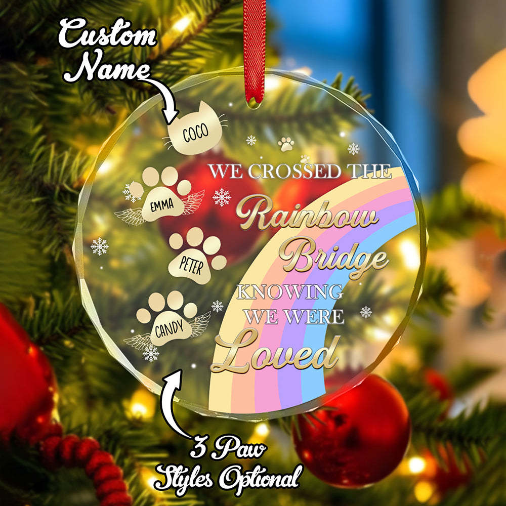Custom Memorial Ornament I Crossed The Rainbow Bridge Knowing I Was Loved Christmas Ornament Gift for Pet Lovers - auphotoblanket