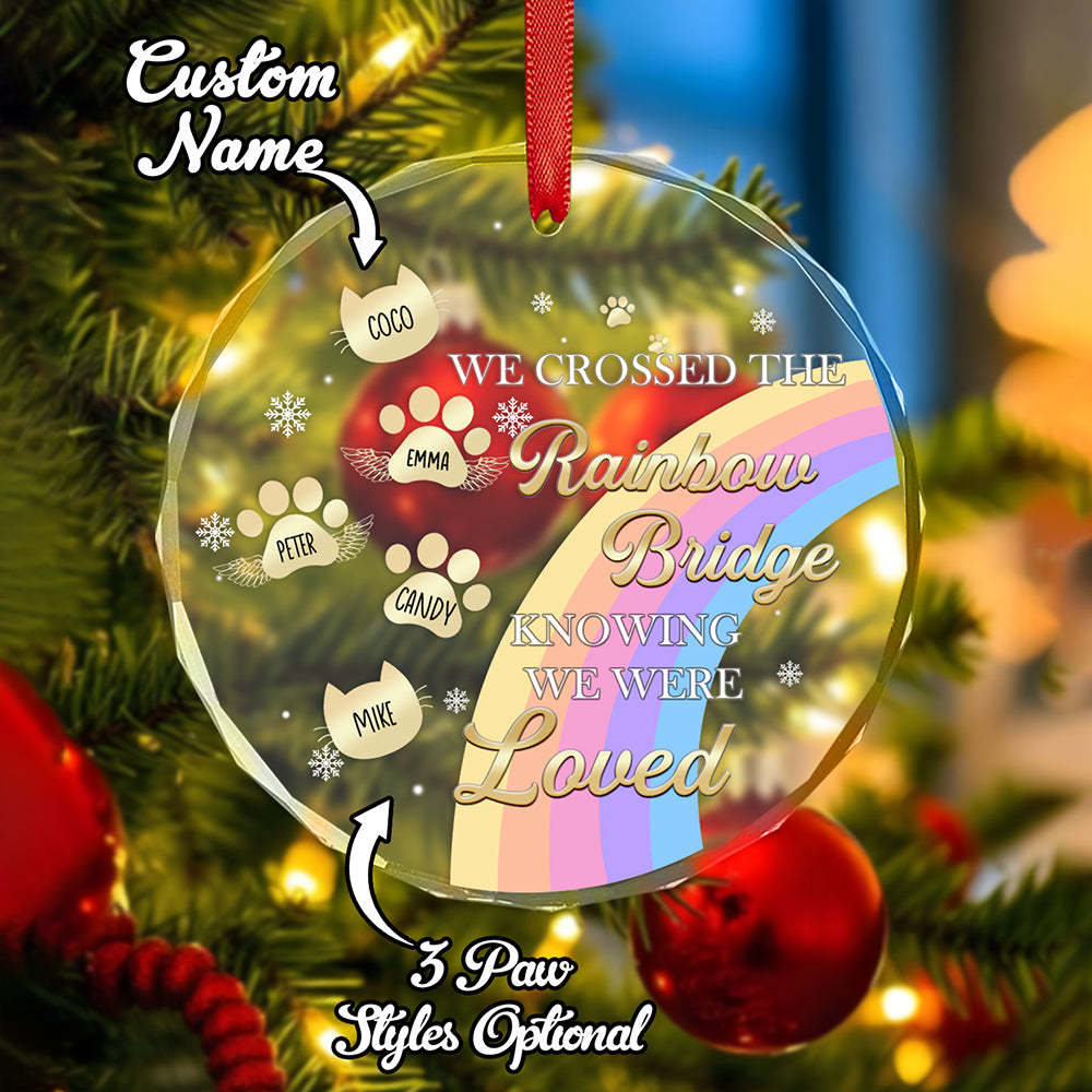 Custom Memorial Ornament I Crossed The Rainbow Bridge Knowing I Was Loved Christmas Ornament Gift for Pet Lovers - auphotoblanket
