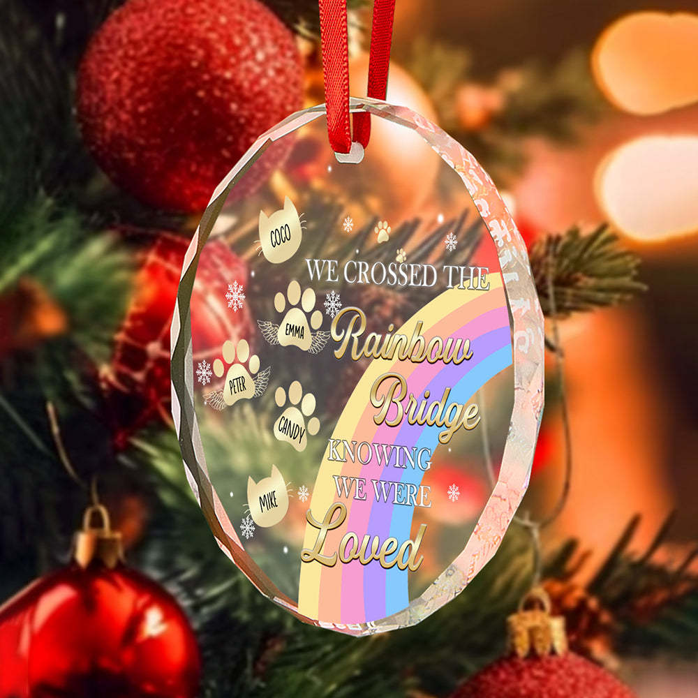 Custom Memorial Ornament I Crossed The Rainbow Bridge Knowing I Was Loved Christmas Ornament Gift for Pet Lovers - auphotoblanket