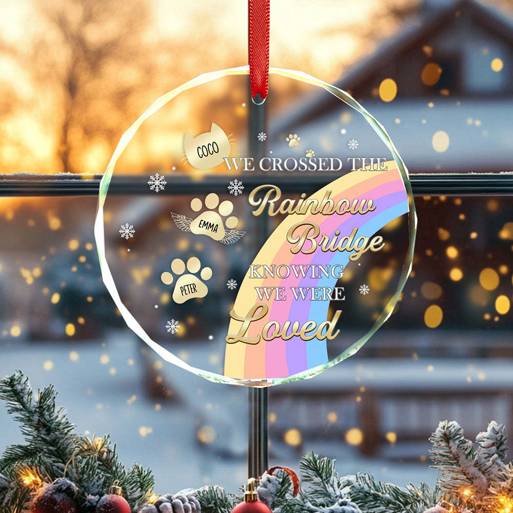 Custom Memorial Ornament I Crossed The Rainbow Bridge Knowing I Was Loved Christmas Ornament Gift for Pet Lovers - auphotoblanket