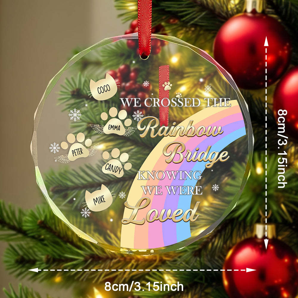 Custom Memorial Ornament I Crossed The Rainbow Bridge Knowing I Was Loved Christmas Ornament Gift for Pet Lovers - auphotoblanket