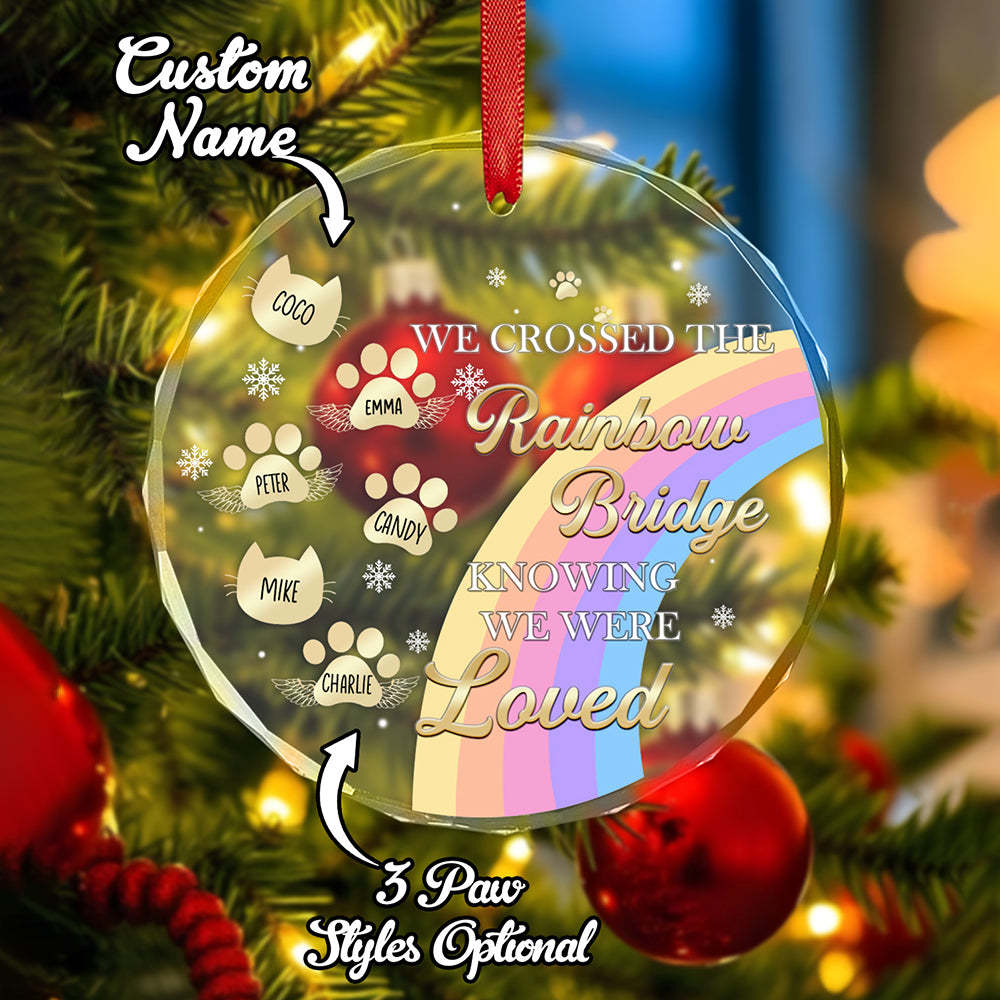 Custom Memorial Ornament I Crossed The Rainbow Bridge Knowing I Was Loved Christmas Ornament Gift for Pet Lovers - auphotoblanket