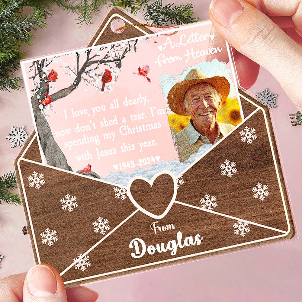 Personalized Photo Letter From Heaven Memorial Christmas Ornament Meaningful Christmas Gifts - auphotoblanket