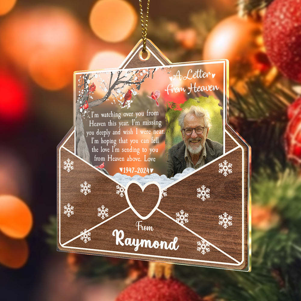 Personalized Photo Letter From Heaven Memorial Christmas Ornament Meaningful Christmas Gifts - auphotoblanket