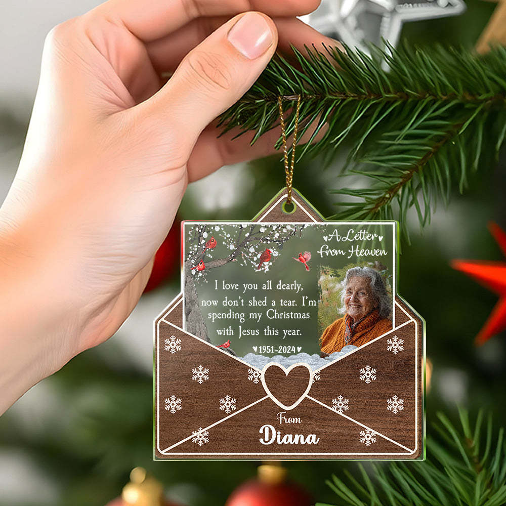 Personalized Photo Letter From Heaven Memorial Christmas Ornament Meaningful Christmas Gifts - auphotoblanket