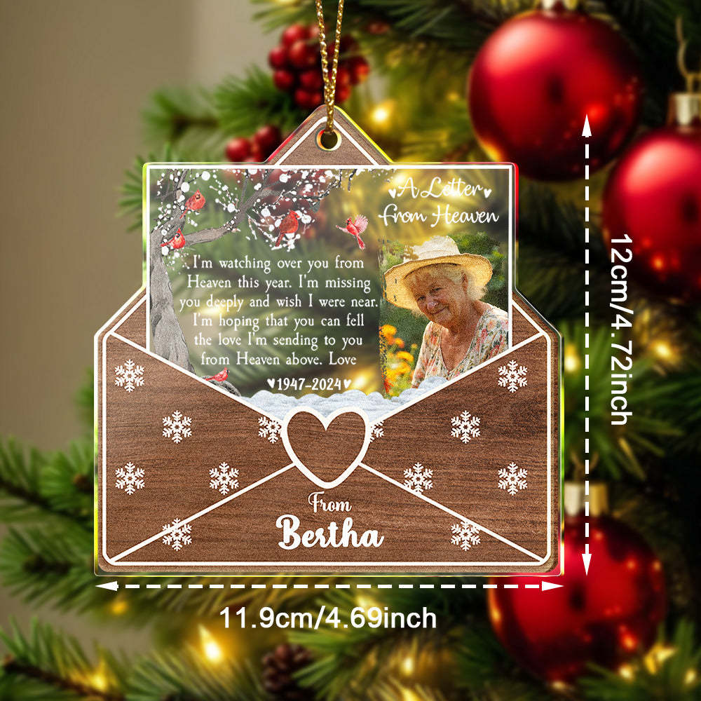 Personalized Photo Letter From Heaven Memorial Christmas Ornament Meaningful Christmas Gifts - auphotoblanket